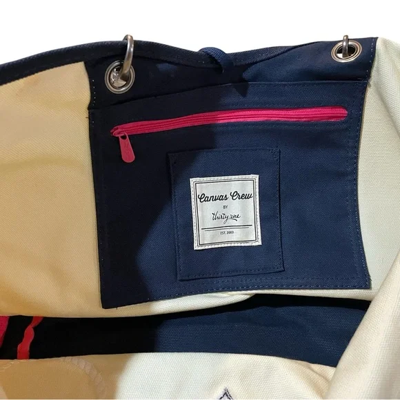 Thirty-One Anchor Canvas Tote - Navy and Cream - Picture 4 of 7